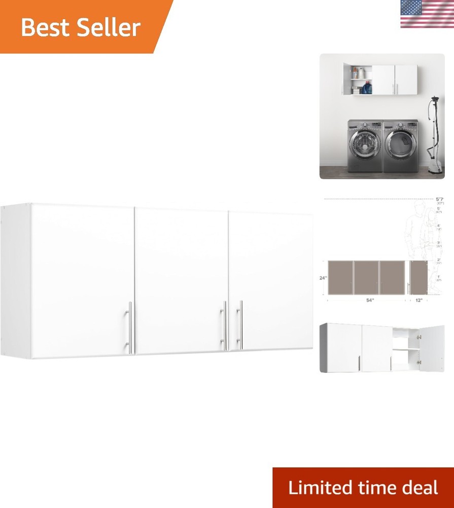 White 3-Door Elite Wall Cabinet Pantry Storage 54W x 24H x 12D