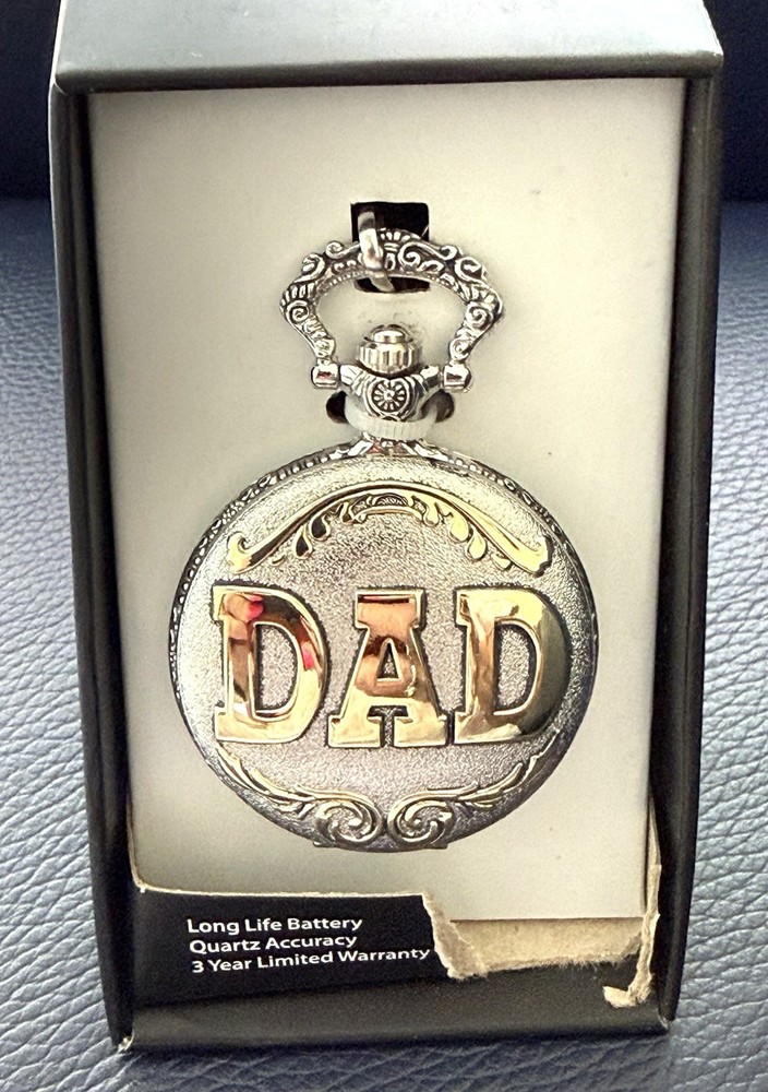 New in the Box- Dad Pocket Watch Two Tone Quartz Analog Men's Pocket Watch -A123