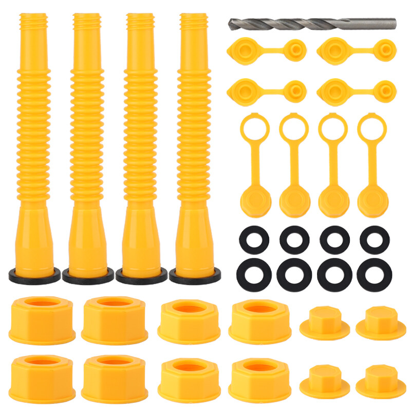 4 Sets Gas Can Spout Nozzle Replacement Kit with Vent For Plastic Gas Cans Caps