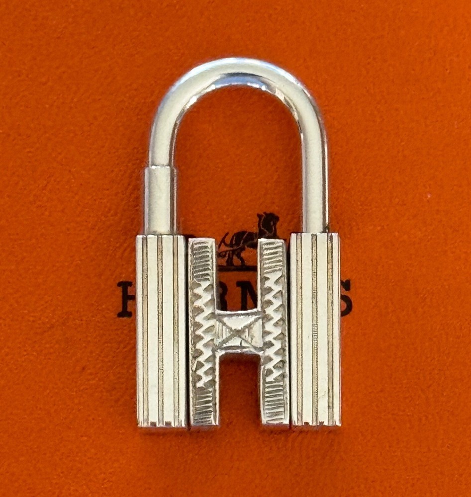 Hermes Touareg Padlock Keyring or Pendant in 925 Sterling Silver