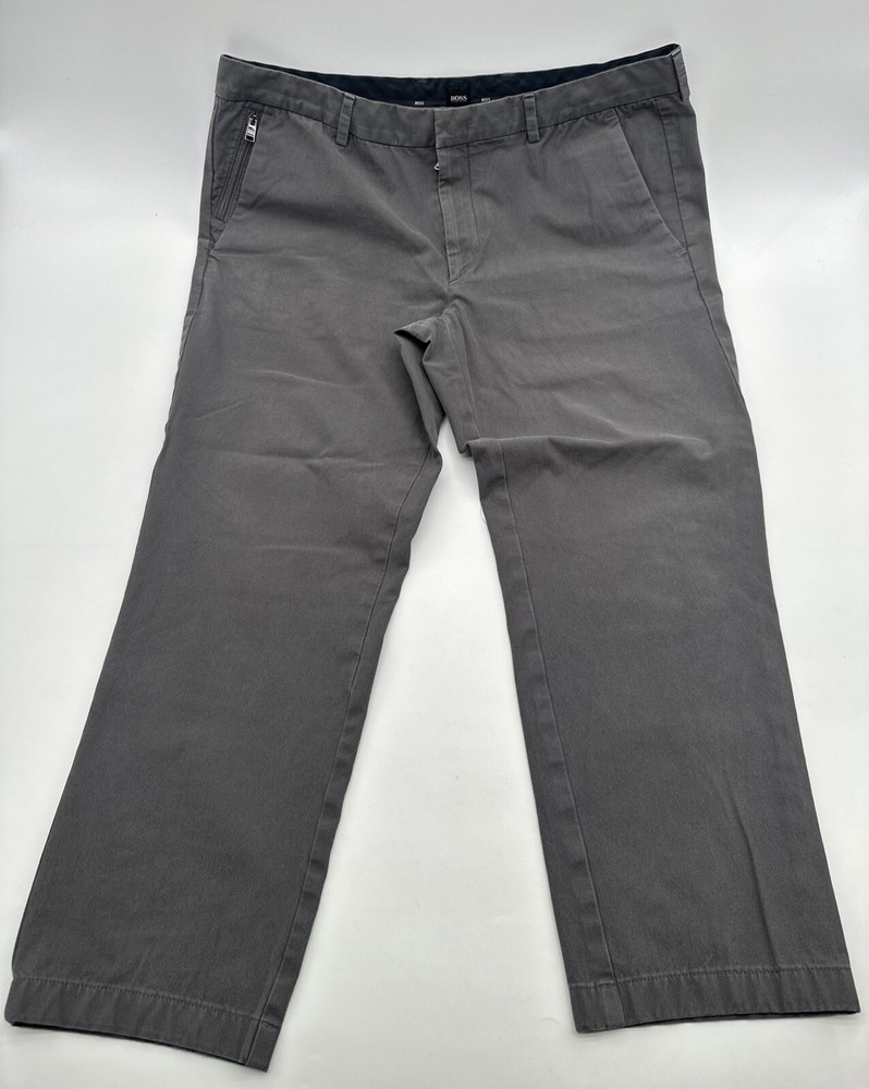 Hugo Boss Men's Classic Gray Travel Pants Size 38 with Logo Pockets #20620