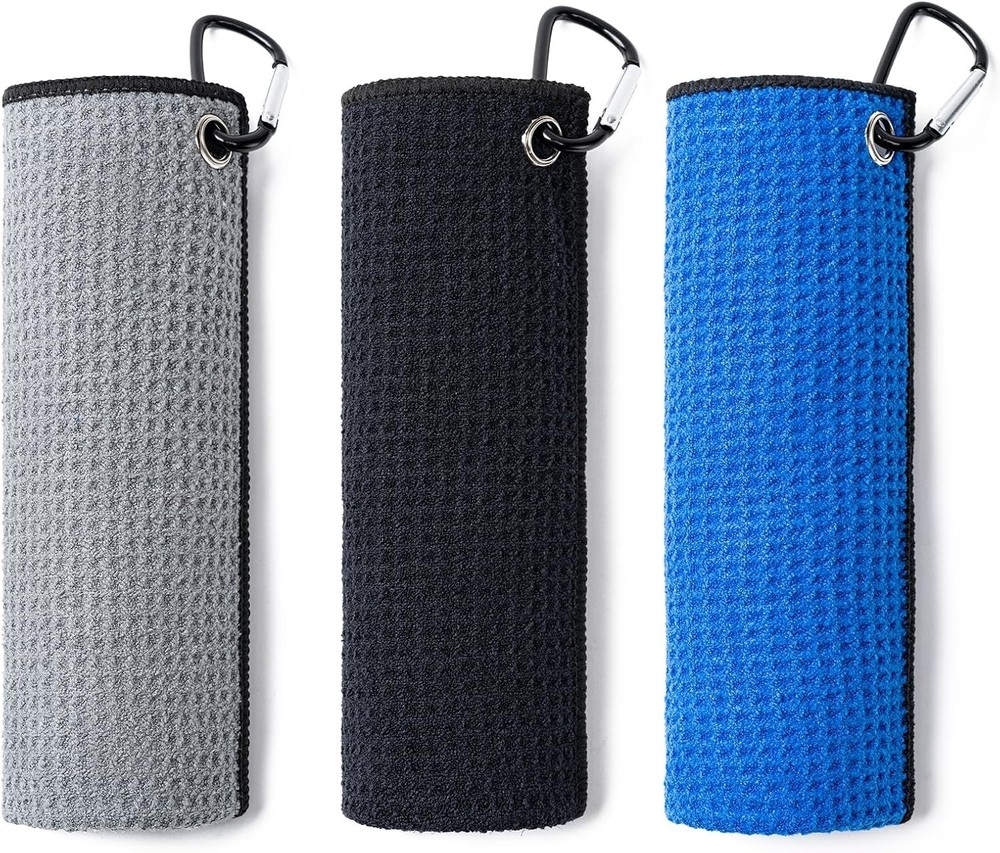 1-3 Pack 16x16 Microfiber Golf Towels with Carabiner Clip