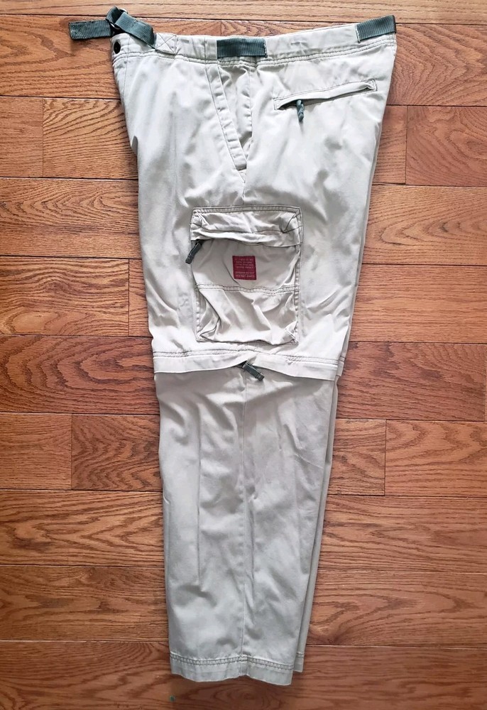 Vintage Old Navy Heavyweight Convertible Cargo Pants Khaki Tan Mens 34x30 Y2K