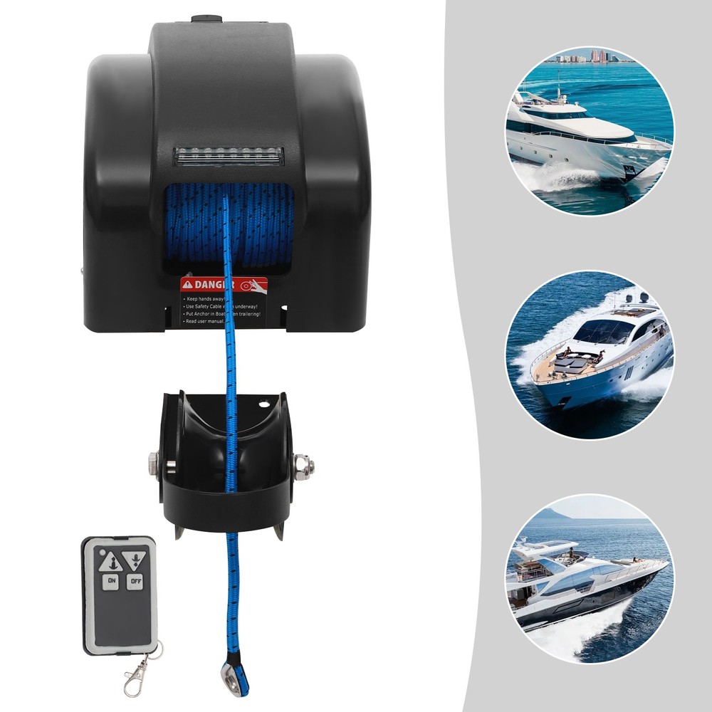 45 LBS Boat Anchor Winch Electric Marine Winch With Wireless Remote Free Fall