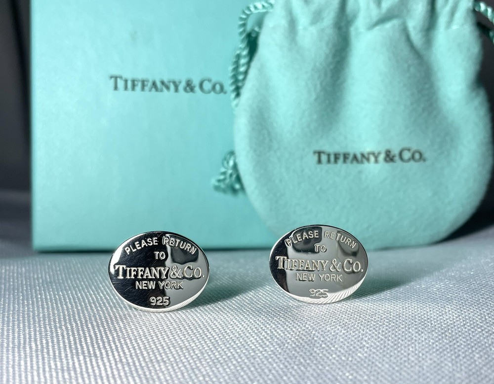 Auth beautiful Tiffany cufflinks Return to Tiffany emblem sterling silver SV925