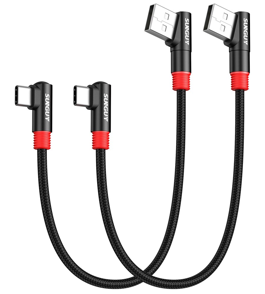 Right Angle USB C to a Cable 2Pack [1Ft/0.3M] 18W Short 90 Degree USB 2.0 USB a