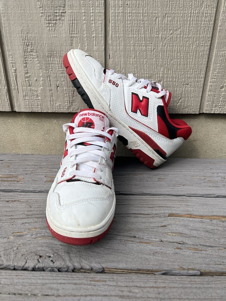 Men Size 8 - New Balance 550 White Team Red BB550SE1 Shoes Sneakers