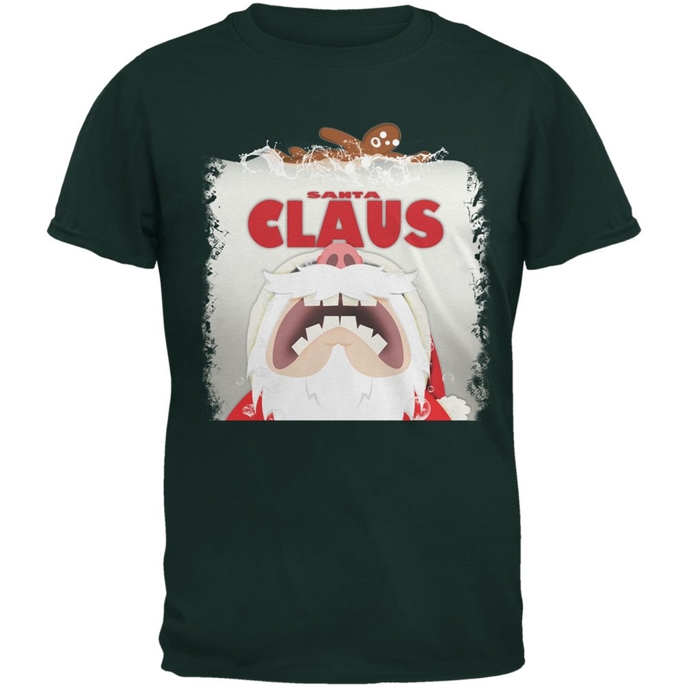 Christmas Santa Jaws Claus Horror Forest Adult T-Shirt