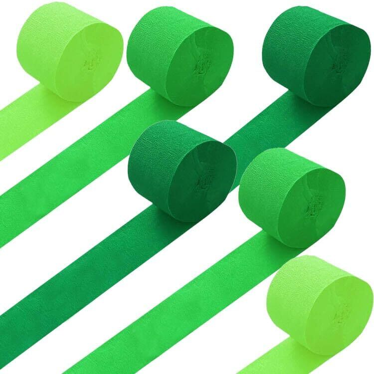 BRZIKWT 6 Rolls Green Crepe Paper Streamers for Party Decorations