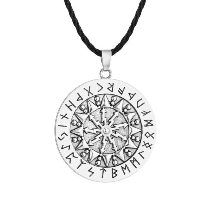 Norse Symbol Viking Vegvisir, Viking Compass Rune Circle Amulet Pendant Necklace