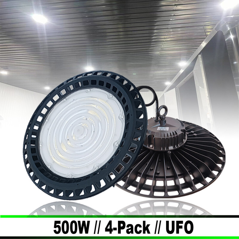 4-Pack 500W LED UFO High Bay Lights for Warehouse and Commercial Use  