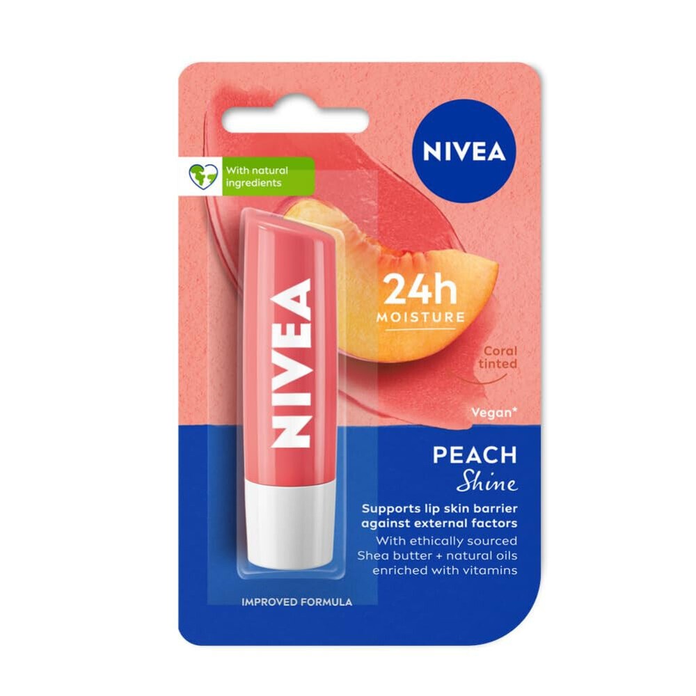 NIVEA Fruity Peach Shine Lip Balm 4.8g Hydrating & Glossy