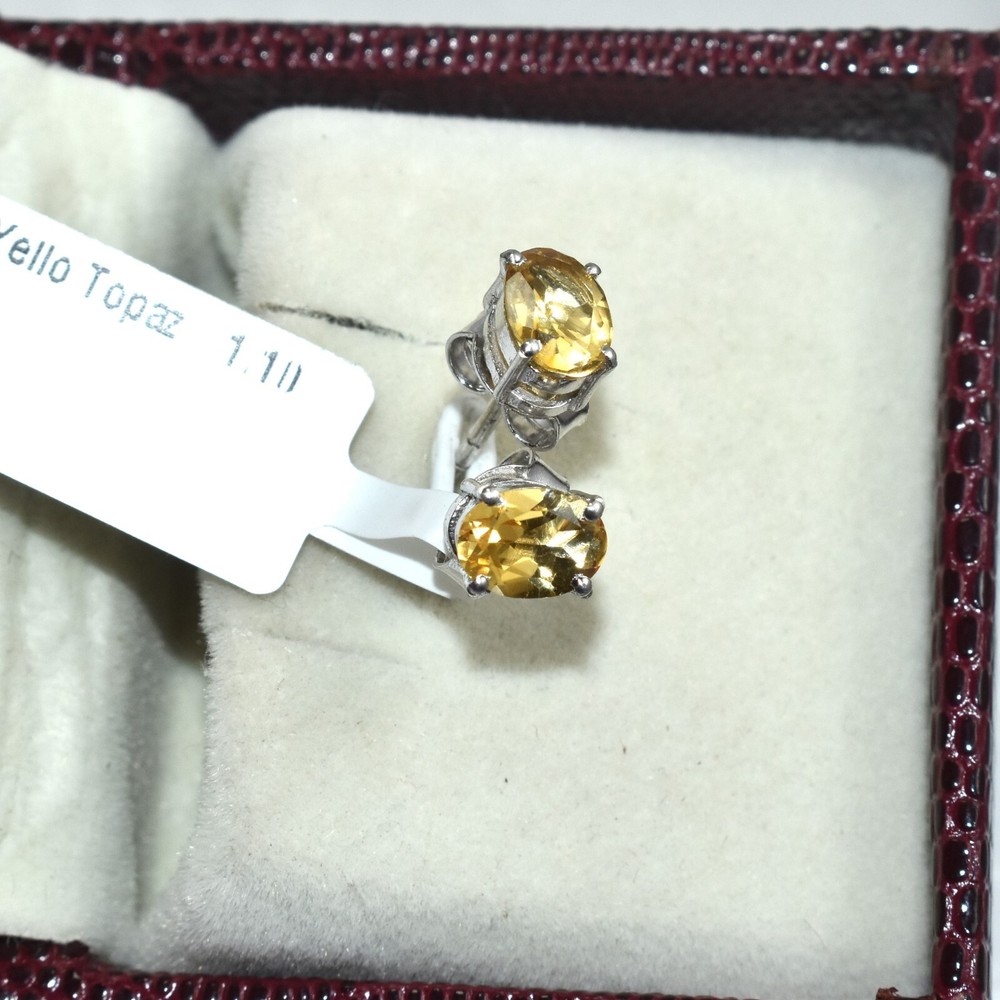 Unique Yellow Topaz Gemstone Earrings in 925 Sterling Silver for Everyday Wear