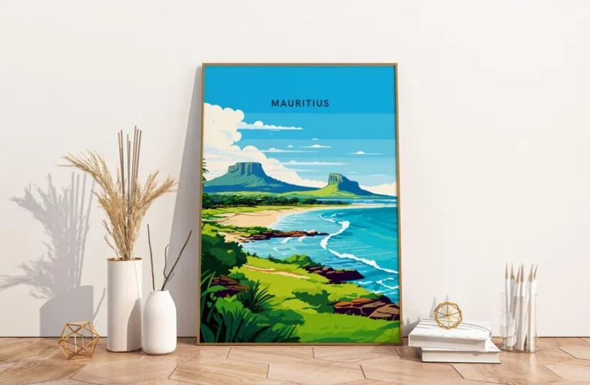 Mauritius Travel Poster Wall Art Nostalgic Decor Print