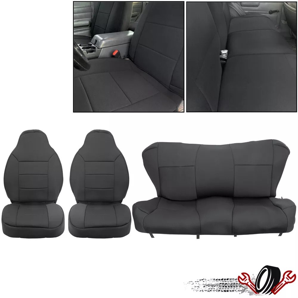 Black Car Seat Covers Neoprene For 1997-2001 Jeep Cherokee XJ | 1st/2nd - 91023