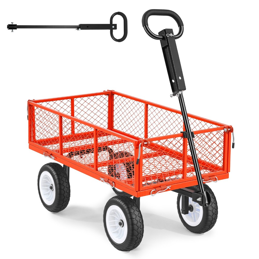 Uimoso Durable Steel Garden Cart with 900 lbs Capacity and Red Finish