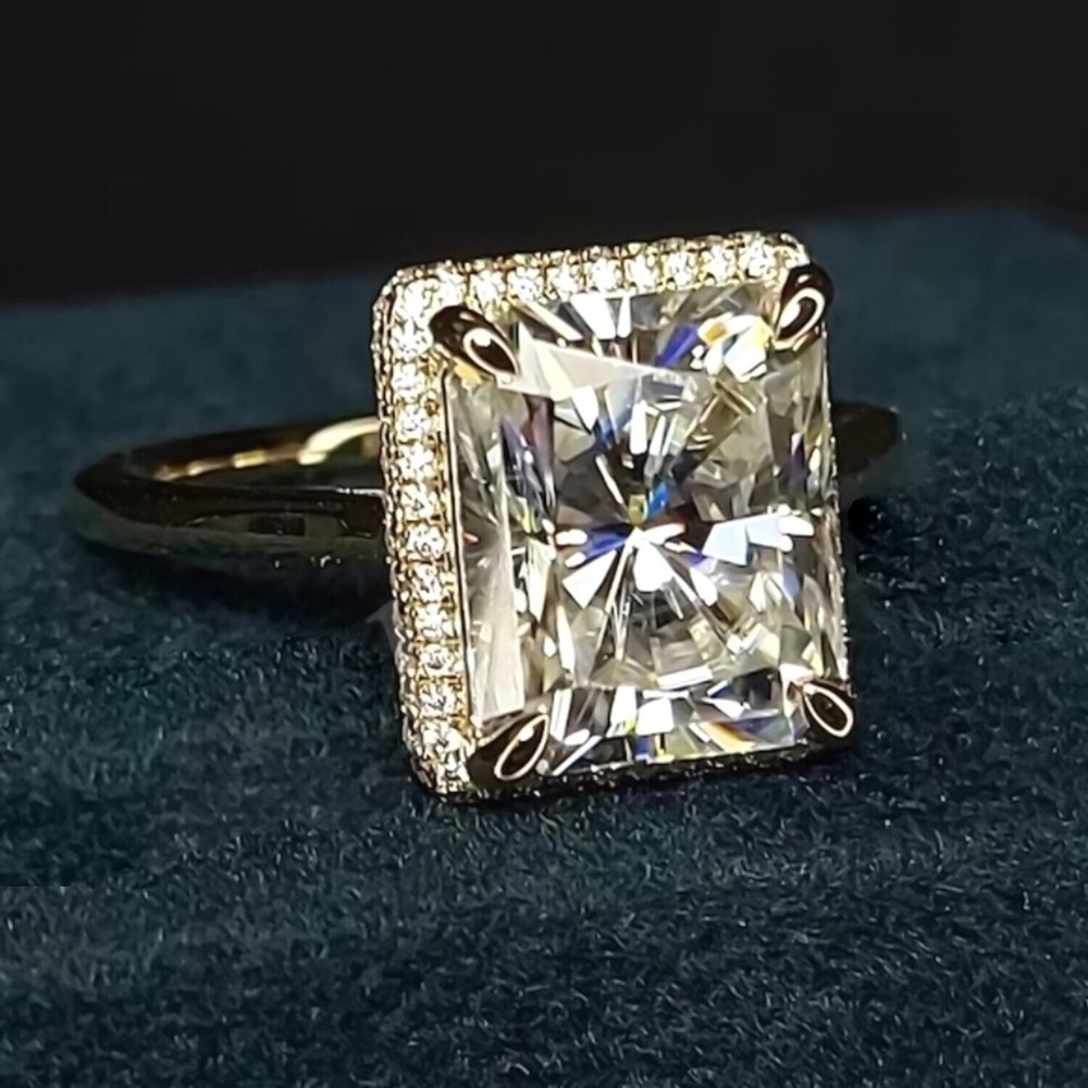 3.90 Ct Radiant Cut Off White Diamond Ring in 925 Silver Summer Gift