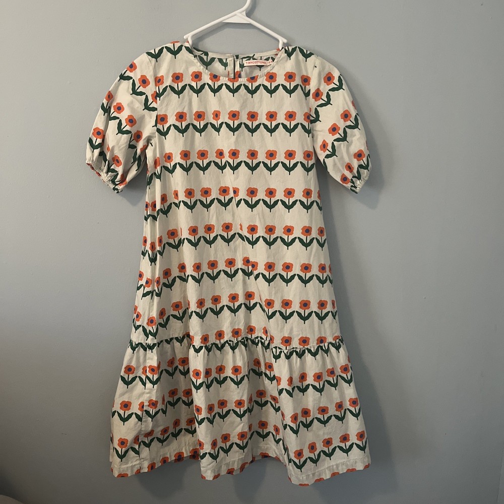 tinycottons size 10Y Flower Print girls Dress Dropwaist Floral Flower puff