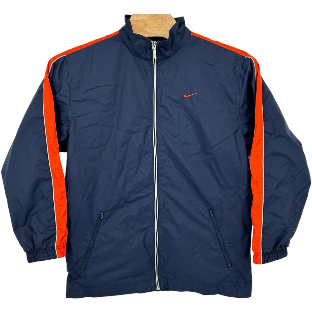 Vintage y2k men's L Nike mini swoosh block letter lined nylon windbreaker jacket