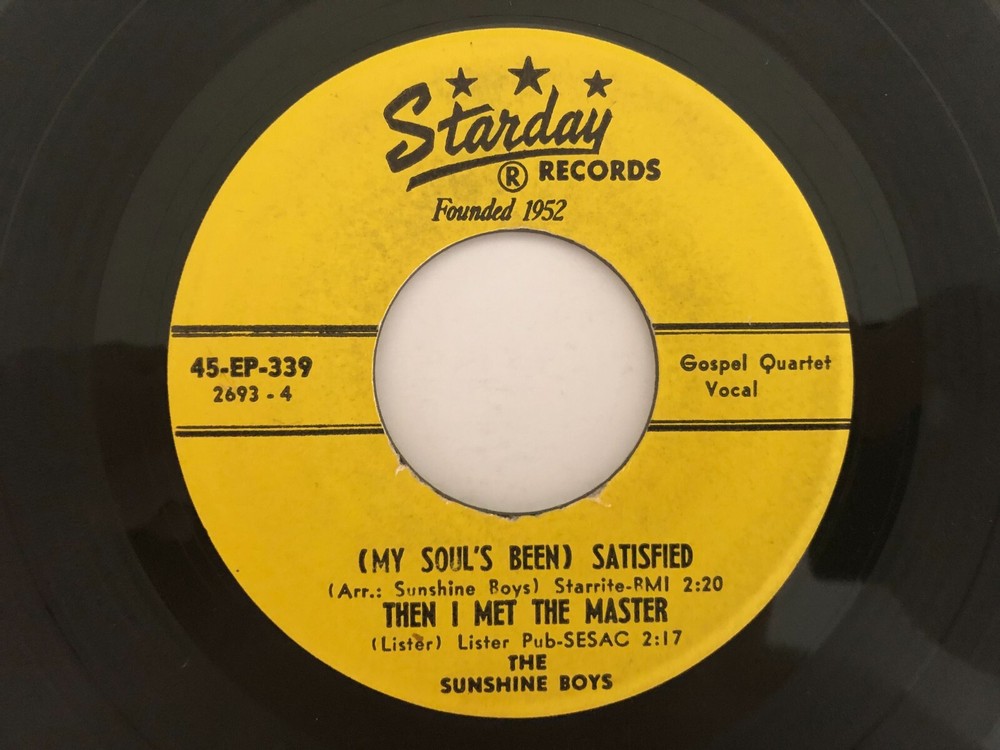 Country Gospel Bop 45 SUNSHINE BOYS Satisfied STARDAY 339 hear