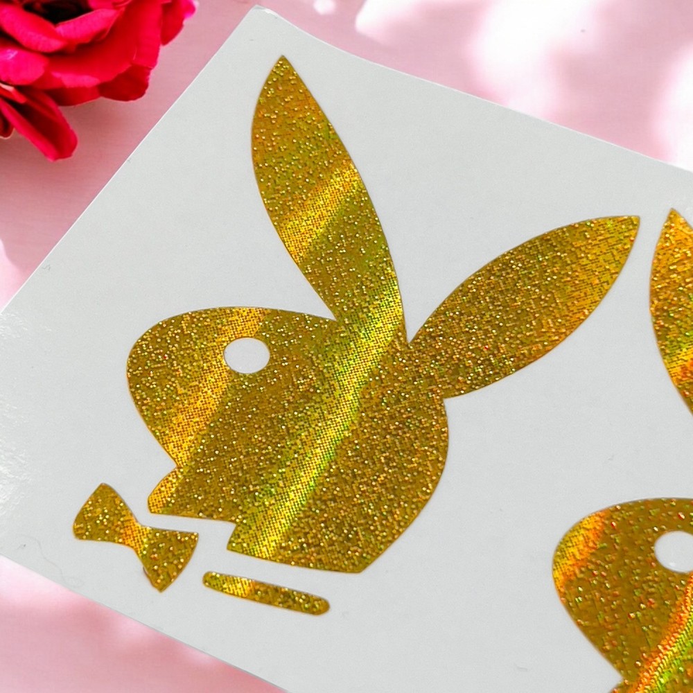 Playboy Bunny Car Window Vinyl Decal Laptop Skateboard Sticker - GOLD FOIL
