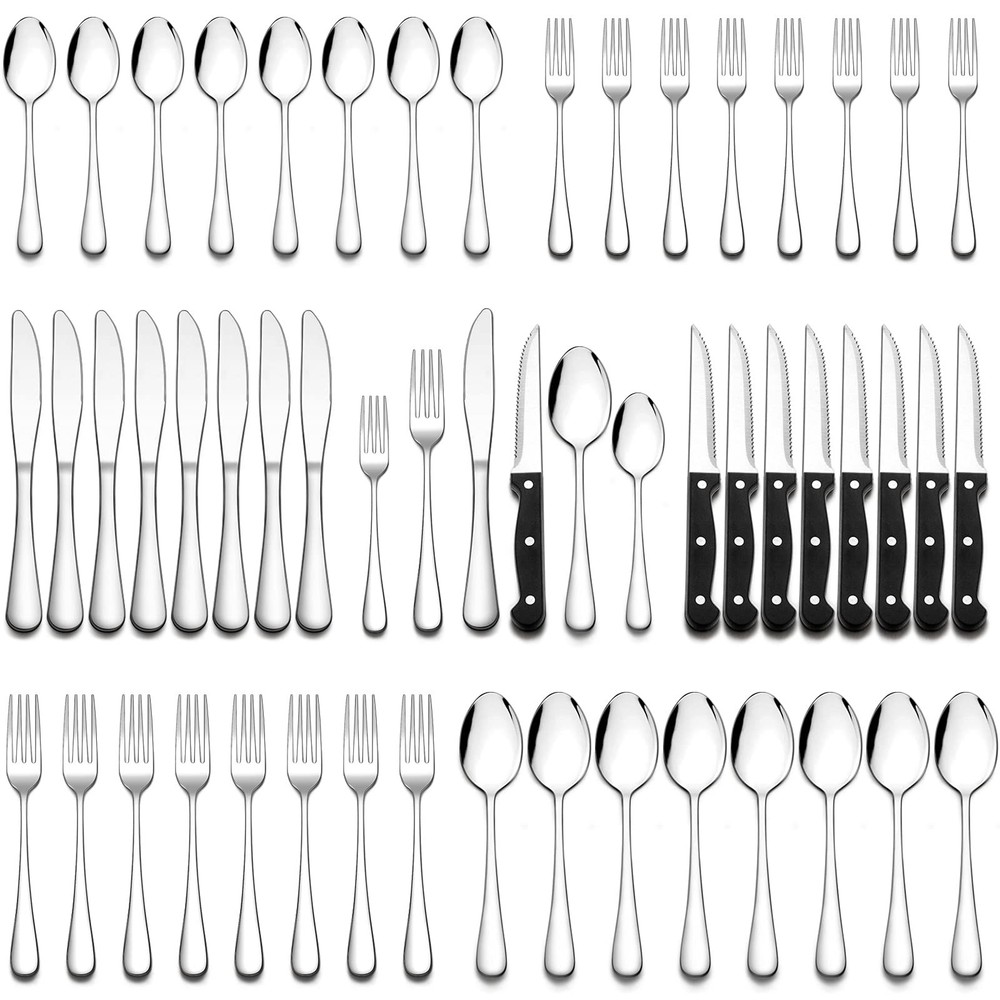 24-Piece Stainless Steel Flatware Set with Steak Knives for Everyday Dining