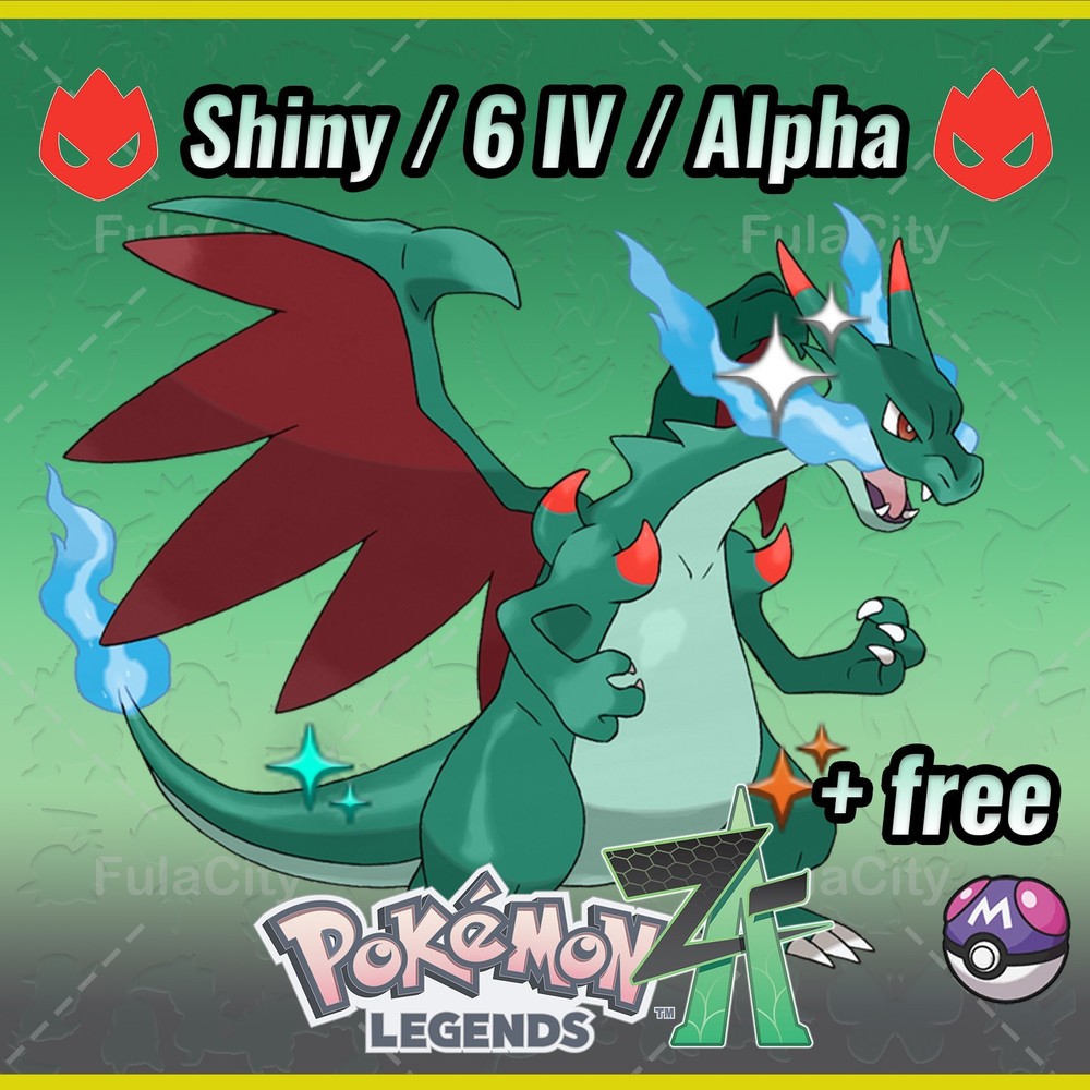 Charizard Pokemon Legends ZA ⚫ Shiny 6 IV 🟢 Alpha ⚫ @ Master Ball