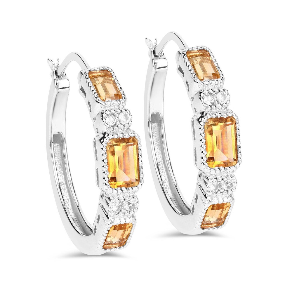 2.88 Carat Citrine and White Topaz Sterling Silver Earrings