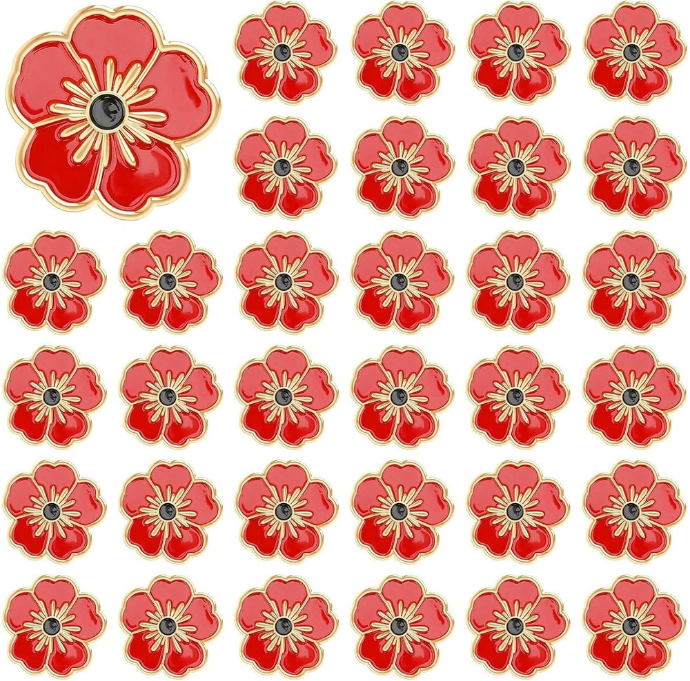 36PCS Poppy Pins,Veterans Day Lapel Pins Remembrance Day Poppy Flower Brooch Pin