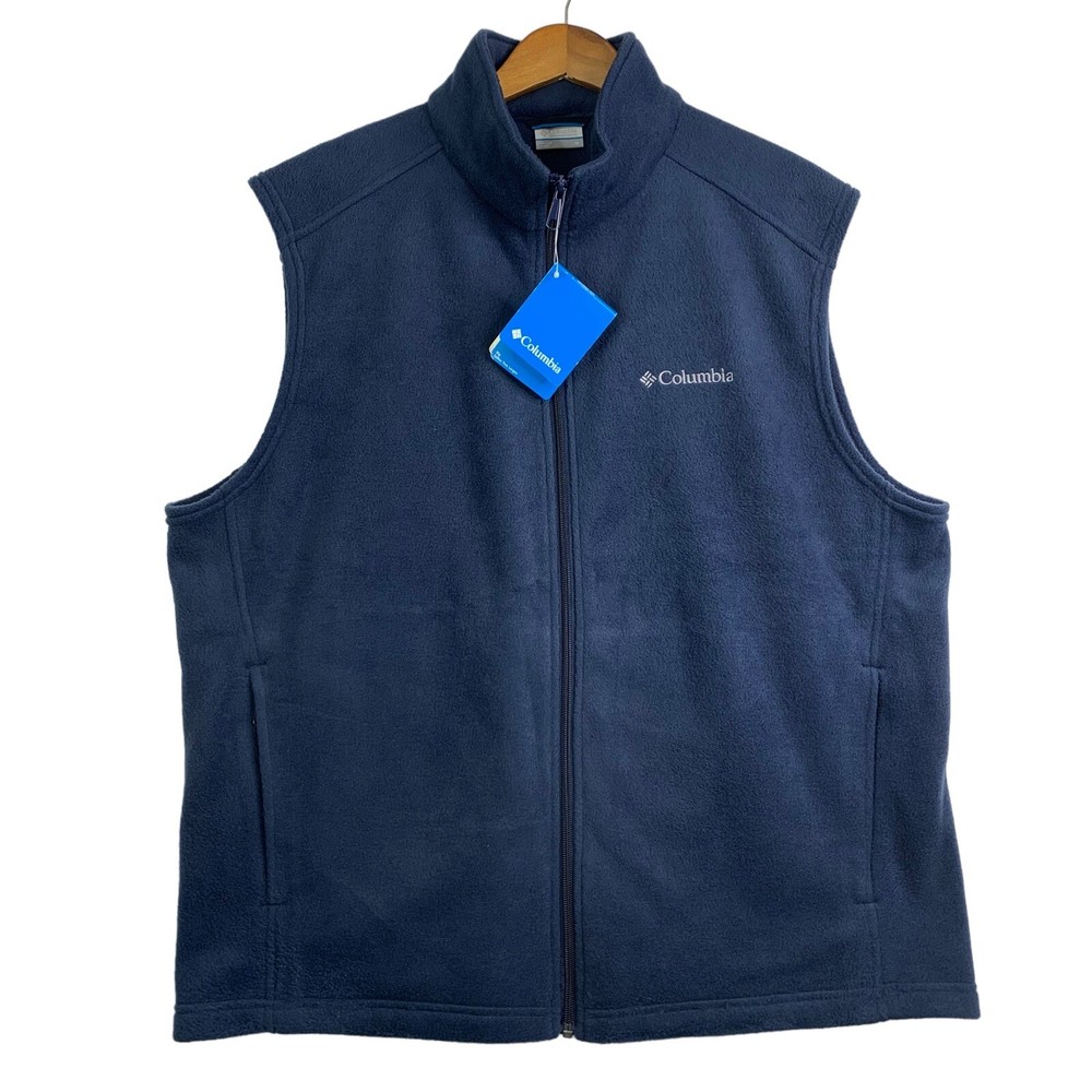 Columbia Men's Navy Blue Zip-Up Fleece Vest Size 1X