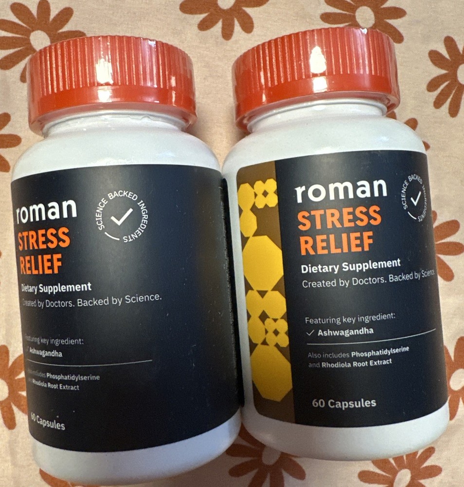 LOT OF 2 Roman Stress Relief Supplement 60 Caps Ea Sealed  Exp Date 10/2027 A8