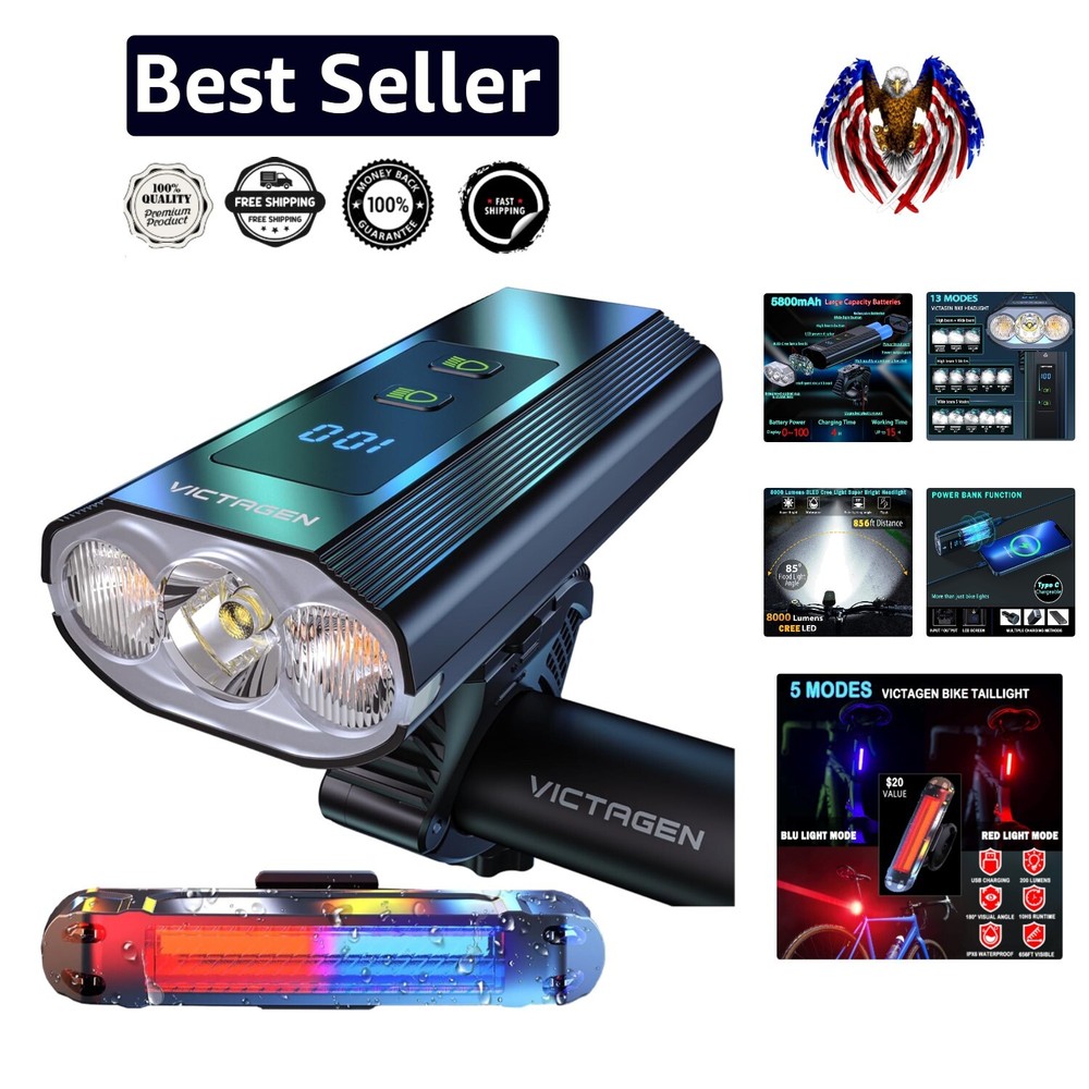 Ultra Bright 8000 Lumen Waterproof Bike Lights with Power Bank Functionality