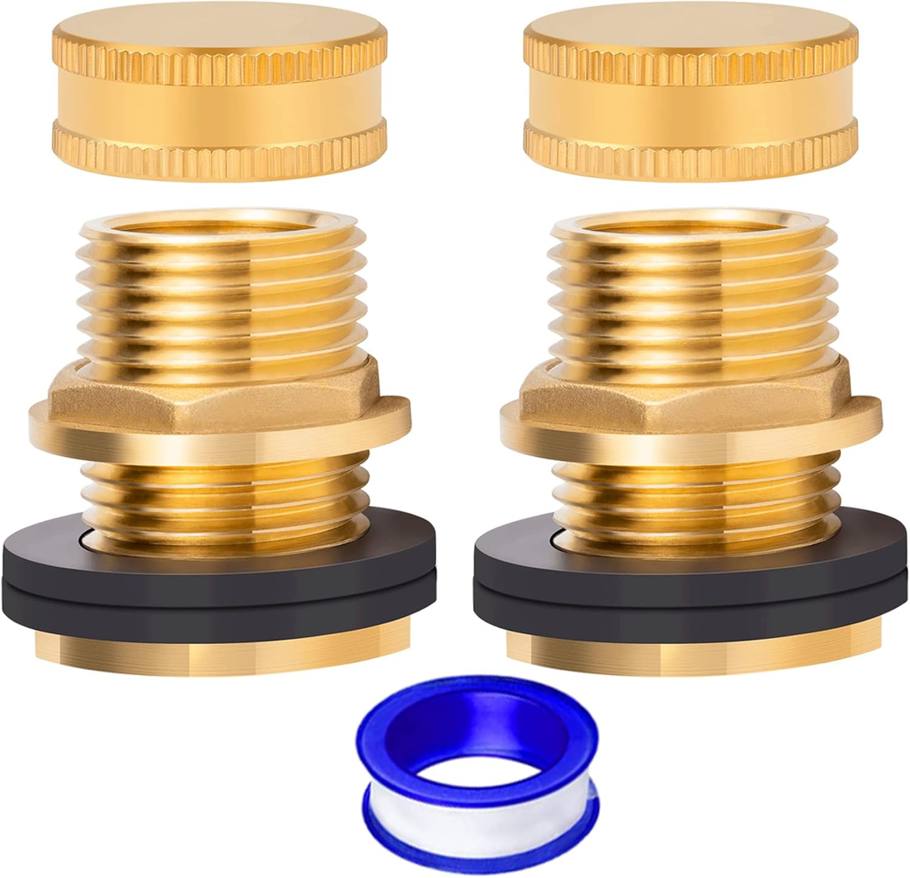 Brass Male Garden Hose Bulkhead Fitting Drain/Flush Port Kit 1/2