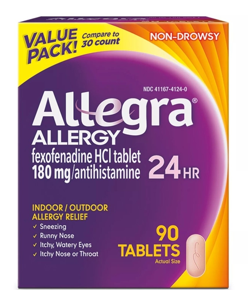 Allegra Allergy Relief Indoor/Outdoor 24 Hour 90 Tablets Exp. 03/2026