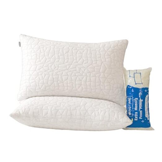 Shredded Memory Foam Pillows - Queen Size Set of 2,Adjustable Queen - 2 Packs