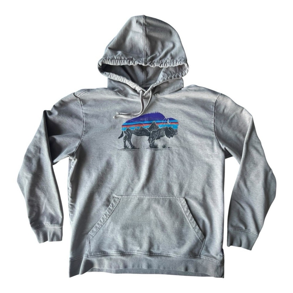 Patagonia Mens Large Fitz Roy Bison Uprisal Hoody Beige Hooded Sweatshirt