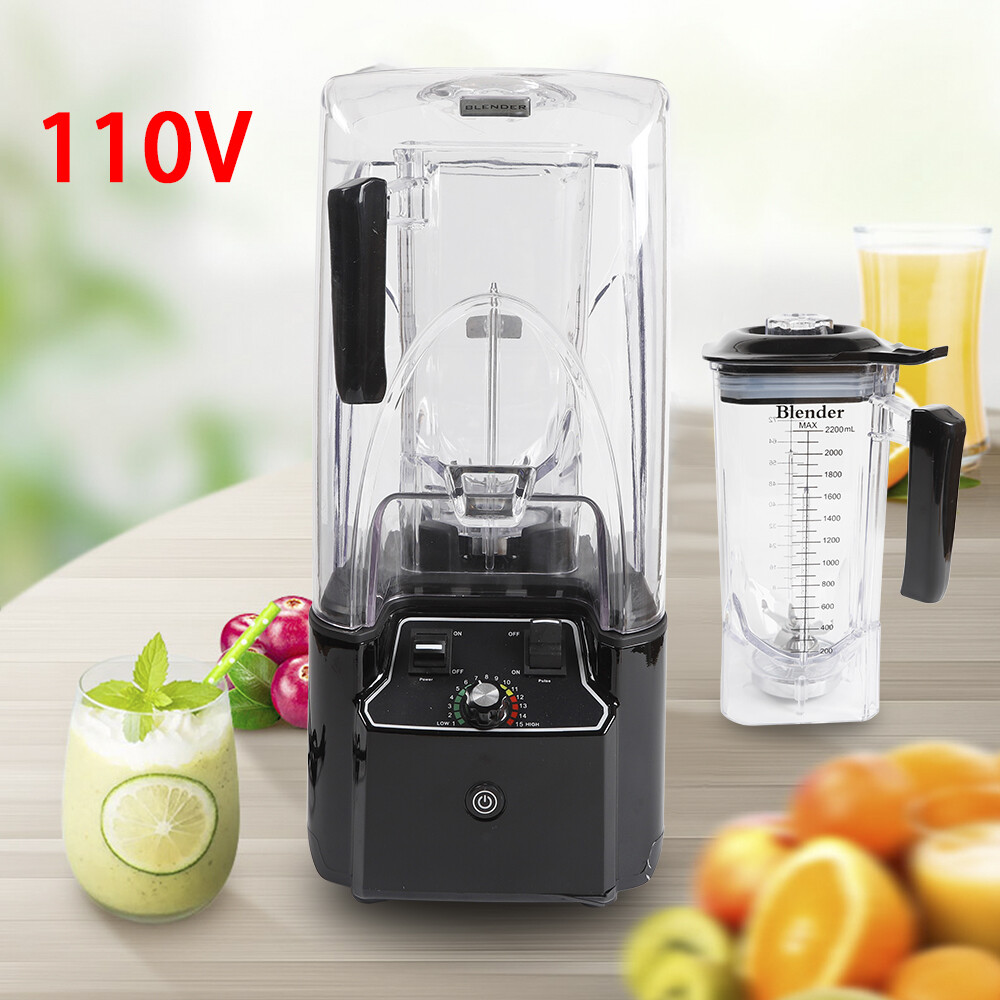2.2L Ice Crusher Smoothie Blender Electric Fruit Mixer Soundproof Cover Juicer