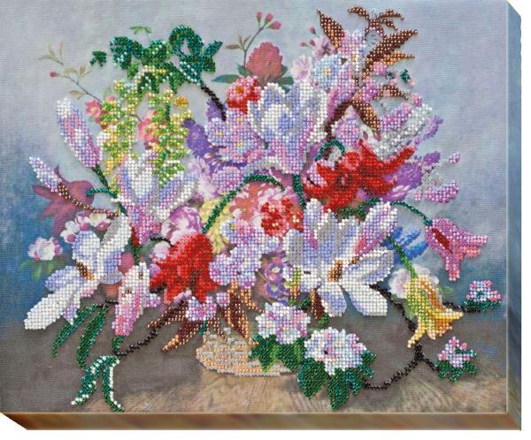 Bead embroidery kit Lilac Twilight needlework kit Art canvas beadwork pattern