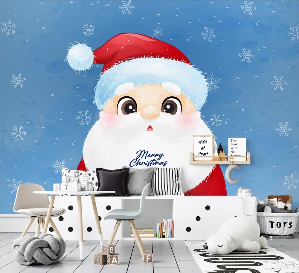 3D Christmas Man ZHUA45113 Removable Self-Adhesive Wall Mural