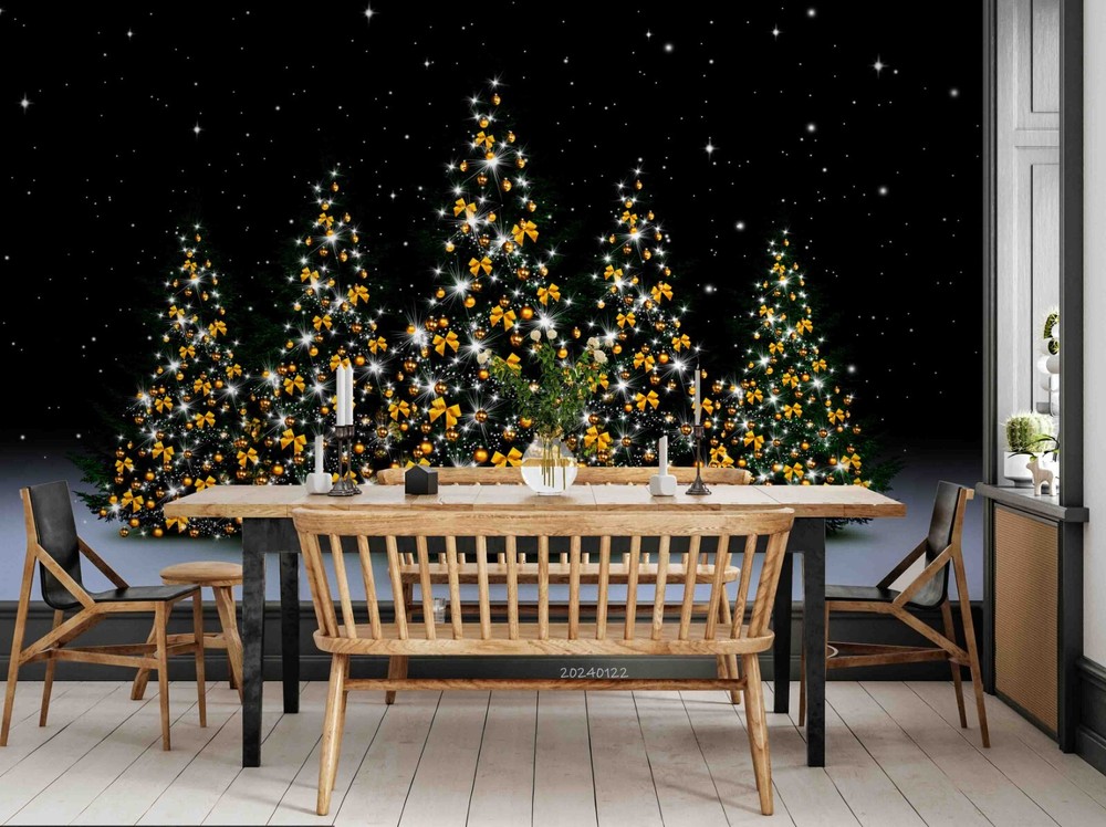 3D Christmas Pine Tree Wall Mural Sticker for Festive Decor