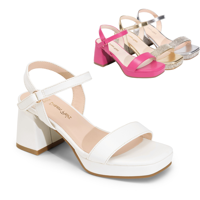 Girls Open Toe Ankle Strap Chunky Block Heel Party Dress Heel Sandals