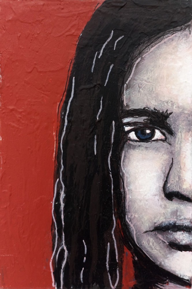 Captivating Portrait Young Girl - Contemporary Art, Hand-Painted Original 6*4 in