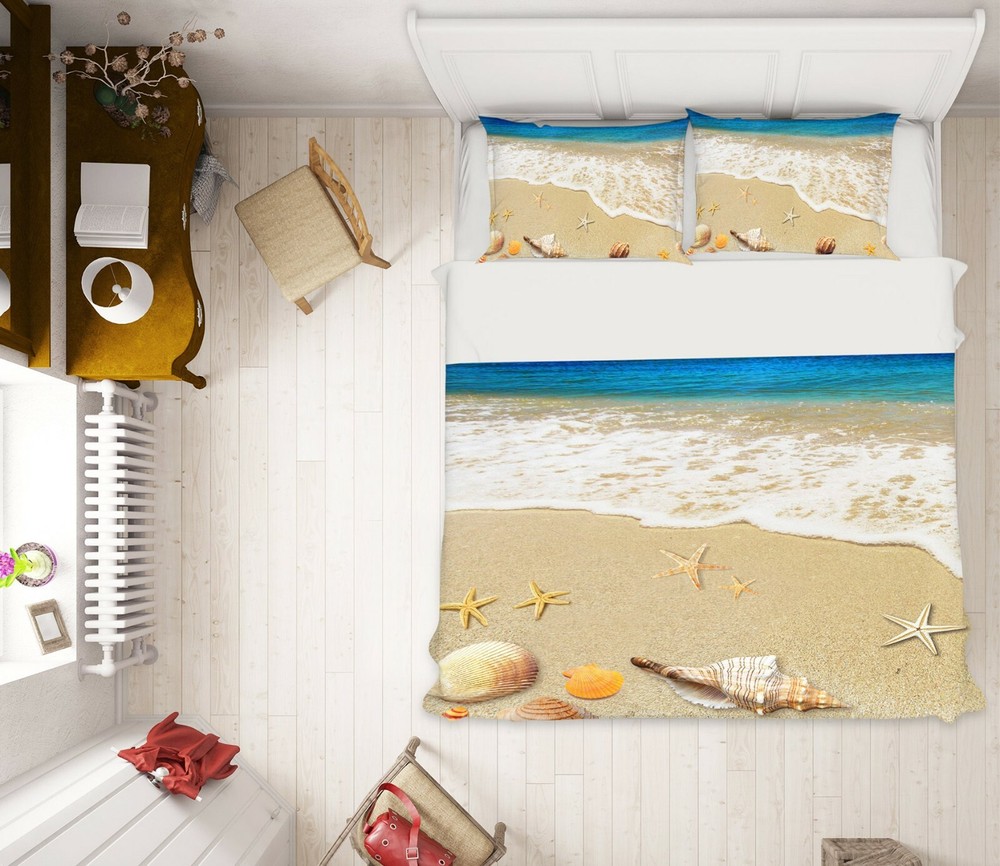 3D Beach Starfish ZHUA367 Bed Pillowcases Quilt Duvet Cover Set Queen King Amy