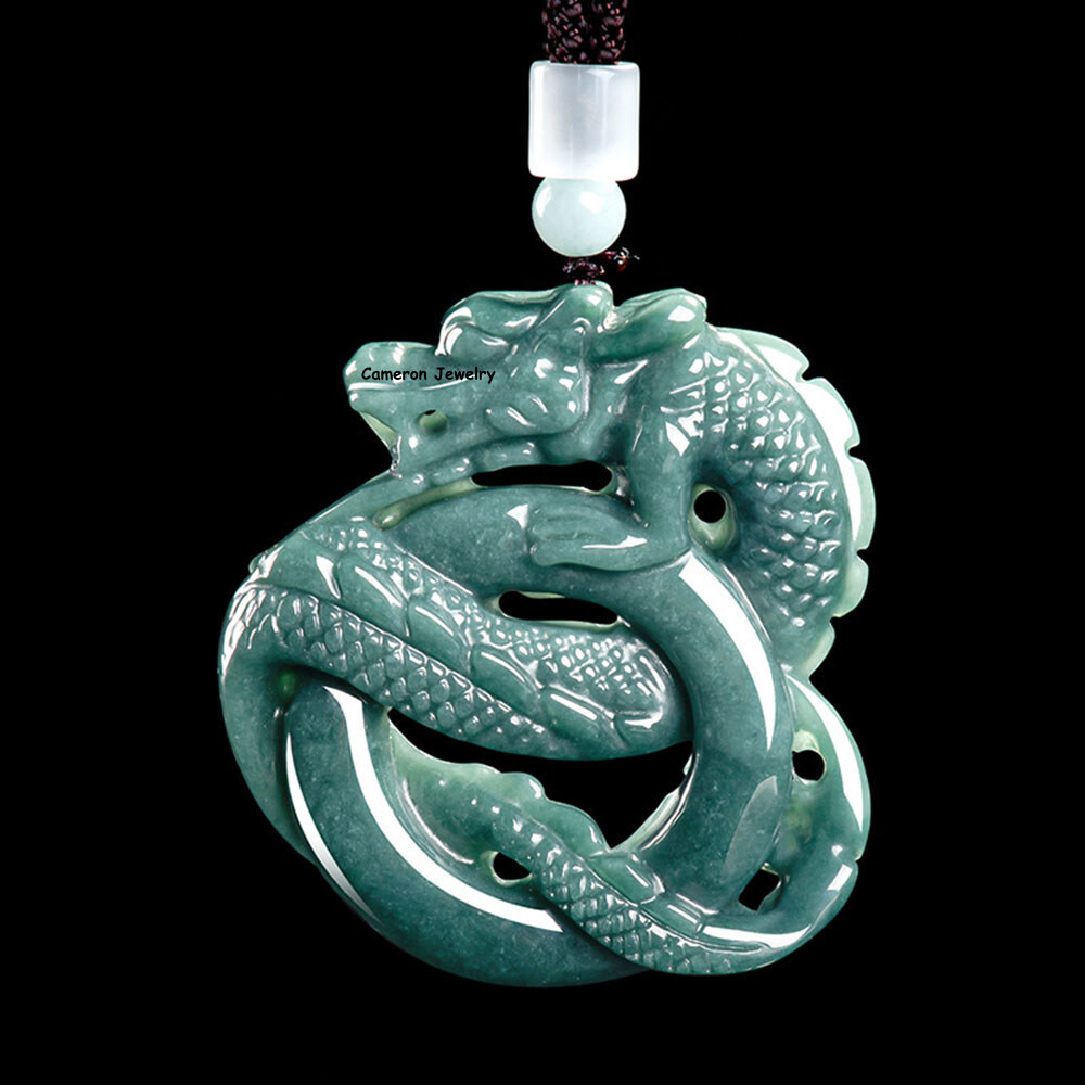 Real Grade A Natural Jade JadeiteMen Women Lucky Dragon Pendant