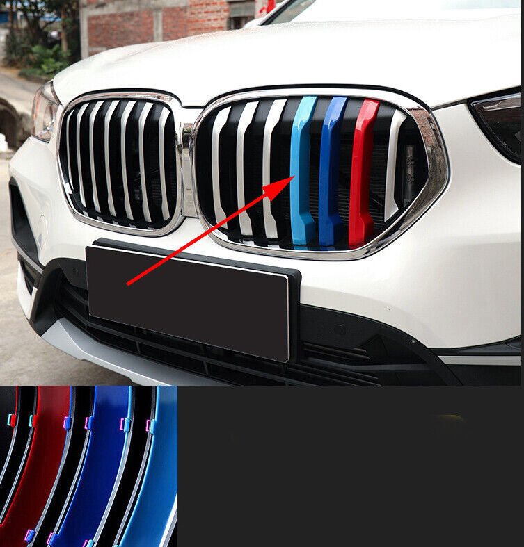 Triple Colour Front Center 7 Line Grille Cover Trim 3PCS For 2020-2022 BMW X1