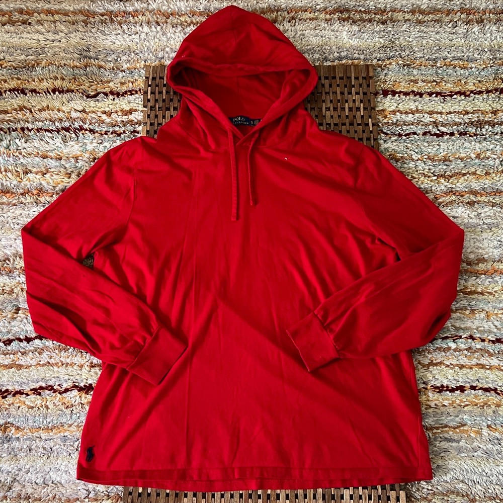 Polo Ralph Lauren Red Pullover Hoodie Hoody Big Pony Graphic Men's Size XL