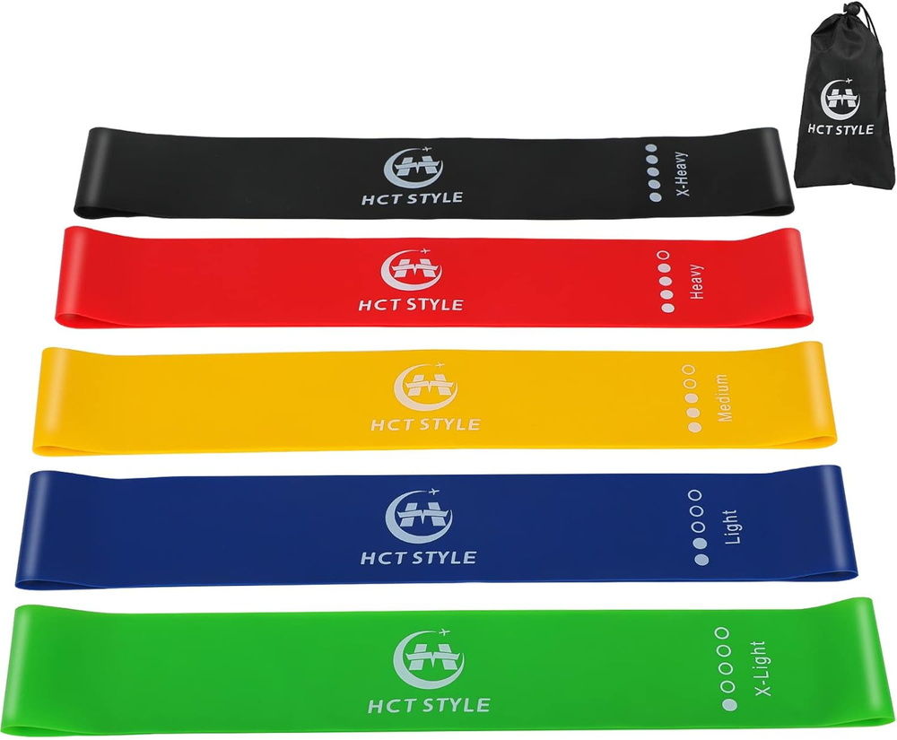Exercise Resistance Bands Set of 5 for Yoga Pilates Fitness Stretching Elastic Workout Tools