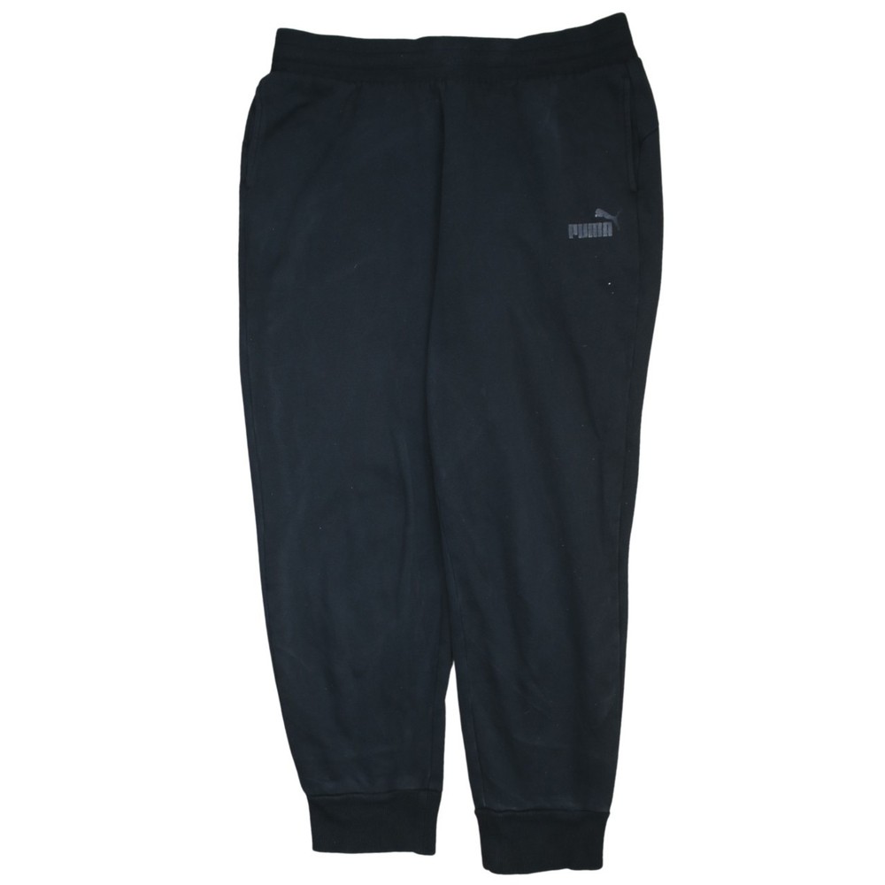 Puma Mens Joggers Black Fleece Elastic Waist Cuffed Hem Logo Track Sweatpants M