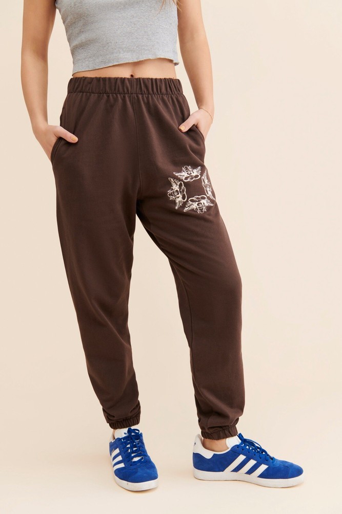 Boys Lie Graphic Baggy Sweatpants (Eyes Wide Shut) XS Brown