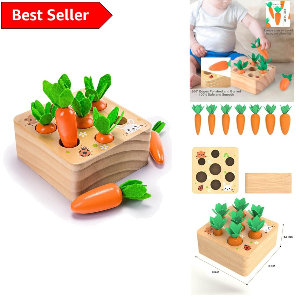 Montessori Carrot Harvest Toy for 6-12  - Educational Shape Sorting Puzzle